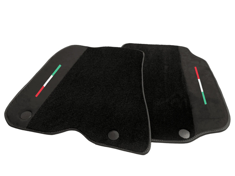 Black Floor Mats For Ferrari 812 Superfast (2018-2023) With Alcantara Leather Yellow Edition