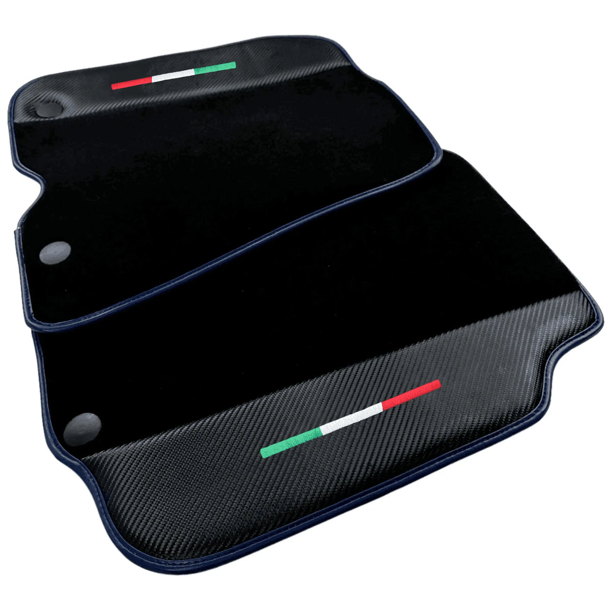 Black Floor Mats for Ferrari 812 Superfast (2018-2023) with Carbon Leather | Blue Trim - AutoWin