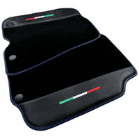 Black Floor Mats for Ferrari 812 Superfast (2018-2023) with Carbon Leather | Blue Trim - AutoWin