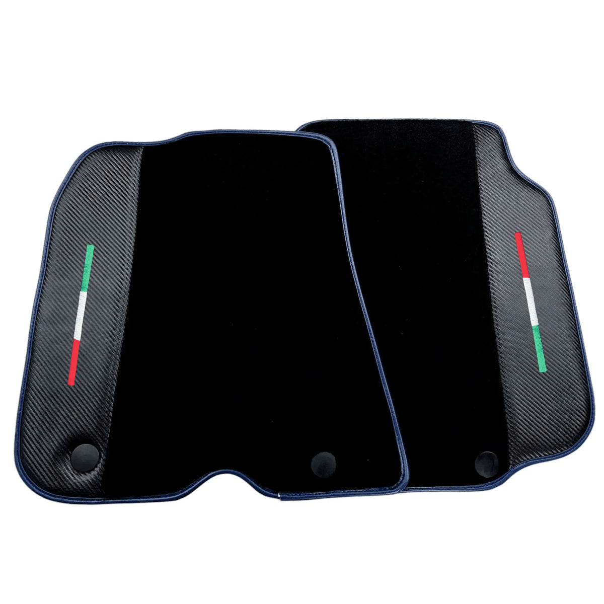 Black Floor Mats for Ferrari 812 Superfast (2018-2023) with Carbon Leather | Blue Trim - AutoWin