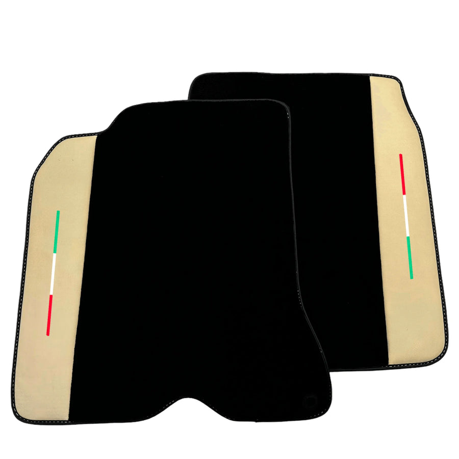 Black Floor Mats for Ferrari California T (2015–2018) Crema Nappa Leather - AutoWin