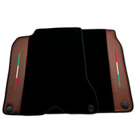 Black Floor Mats For Ferrari California T 2015–2018 with Brown Leather - AutoWin