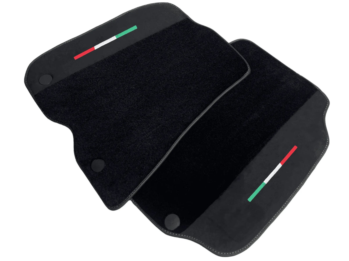 Black Floor Mats For Ferrari F12 Berlinetta (2012-2022) With Alcantara Leather Yellow Edition - AutoWin