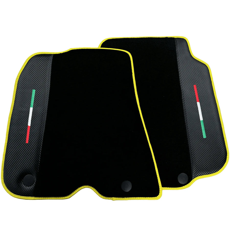 Black Floor Mats for Ferrari F12 Berlinetta (2012-2022) with Carbon Leather - AutoWin