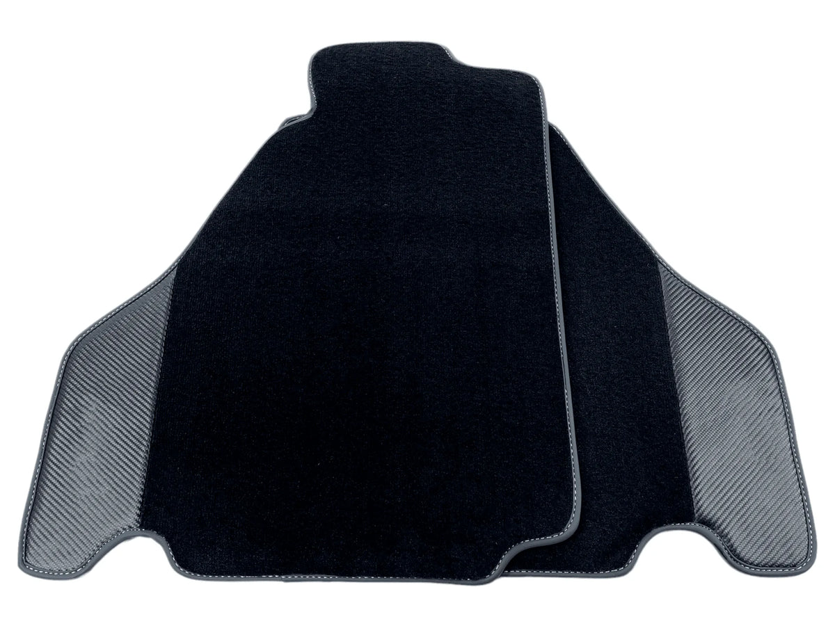 Black Floor Mats For Ferrari F430 2004-2009 With Carbon Fiber Leather - AutoWin