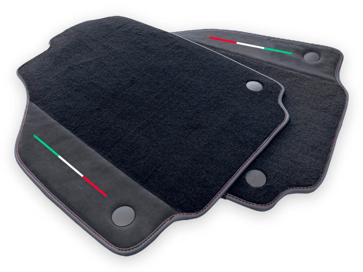 Black Floor Mats For Ferrari F8 Tributo 2019-2022 With Alcantara Leather - AutoWin