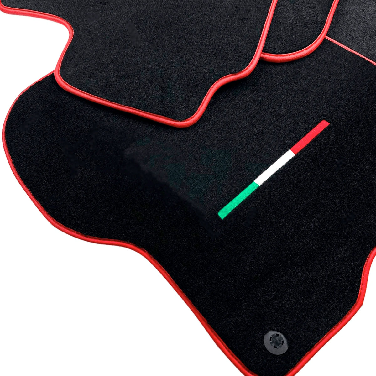 Black Floor Mats For Ferrari GTC4 Lusso (2016-2023) Italian Edition with Red Trim - AutoWin
