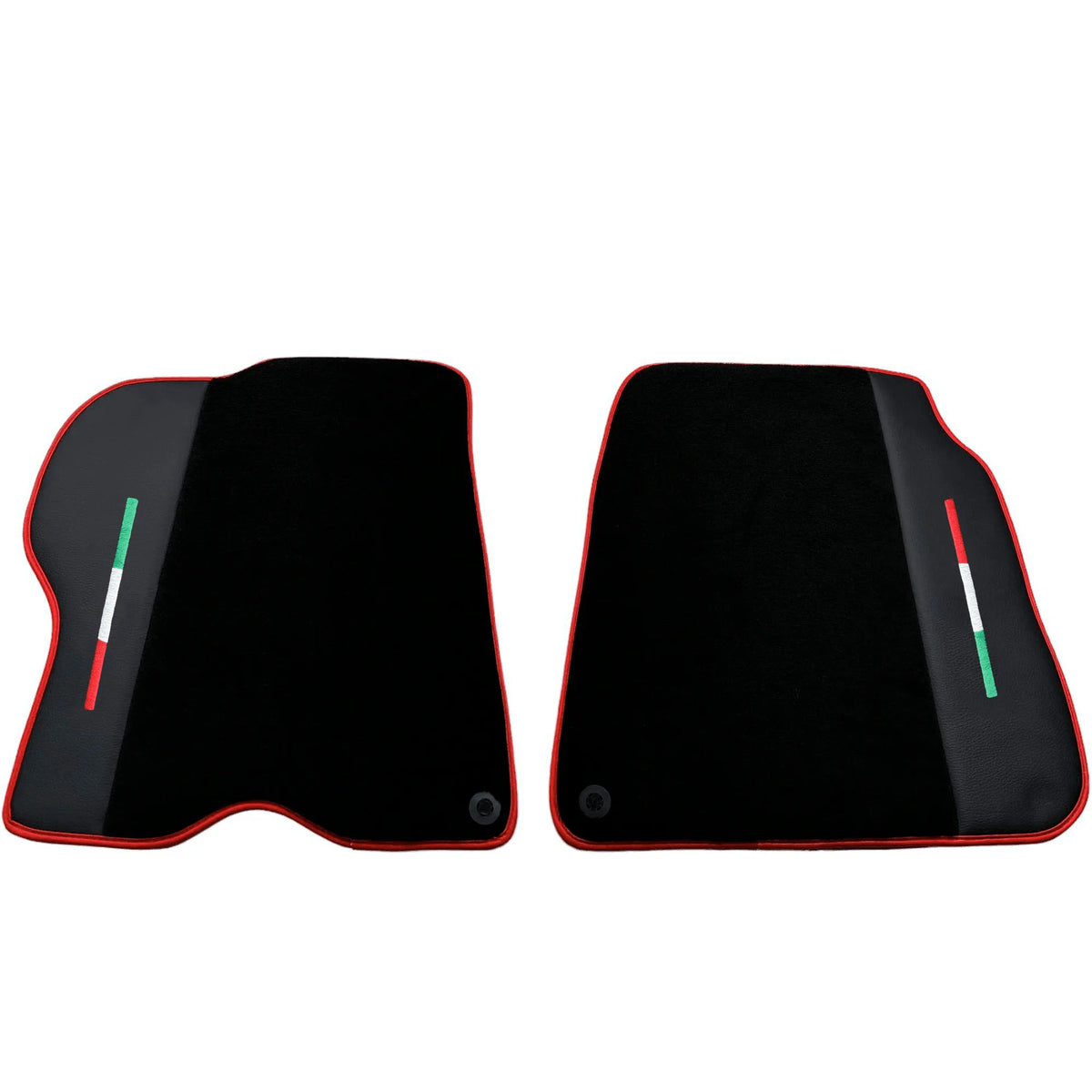 Black Floor Mats For Ferrari GTC4 Lusso (2016-2023) with Leather and Red Trim - AutoWin