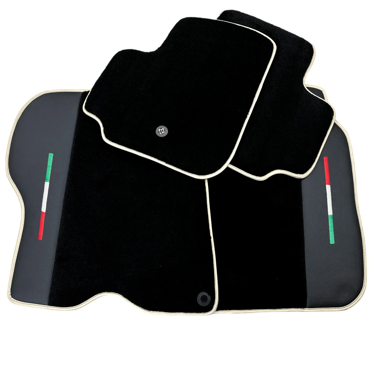 Black Floor Mats For Ferrari GTC4 Lusso (2016-2023) with Leather | Beige Trim - AutoWin
