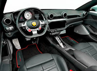 tappetini auto neri per Ferrari Portofino (2018-2023) con pelle e rifinitura rossa