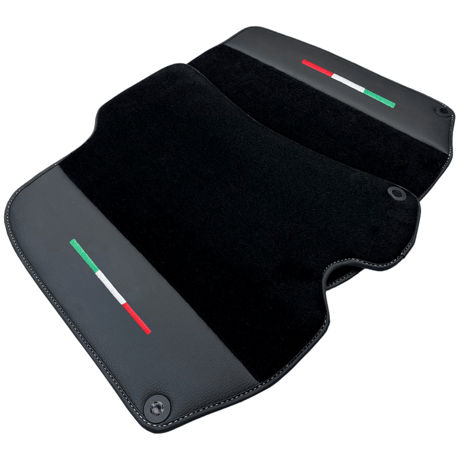 Black Floor Mats for Ferrari Portofino (2018-2023) with Leather - AutoWin