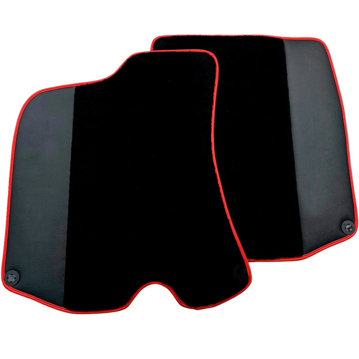 Black Floor Mats For Ferrari Roma (2021-2027) with Leather and Red Trim