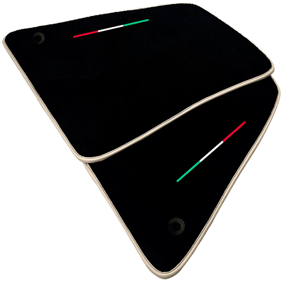Black Floor Mats for Ferrari SF90 Stradale (2019-2024) with Beige Trim - AutoWin