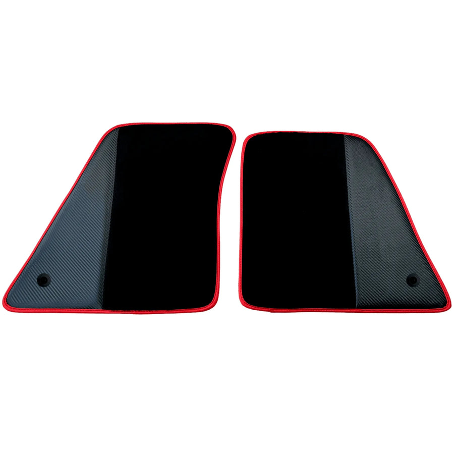 Black Floor Mats for Ferrari SF90 Stradale (2019-2024) with Carbon Fiber | Red Trim