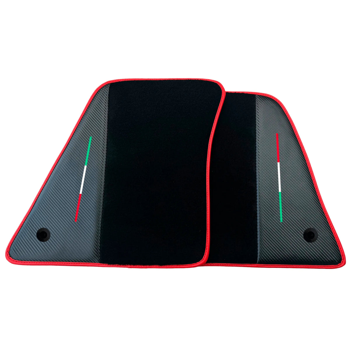 Black Floor Mats for Ferrari SF90 Stradale (2019-2024) with Carbon Fiber | Red Trim - AutoWin