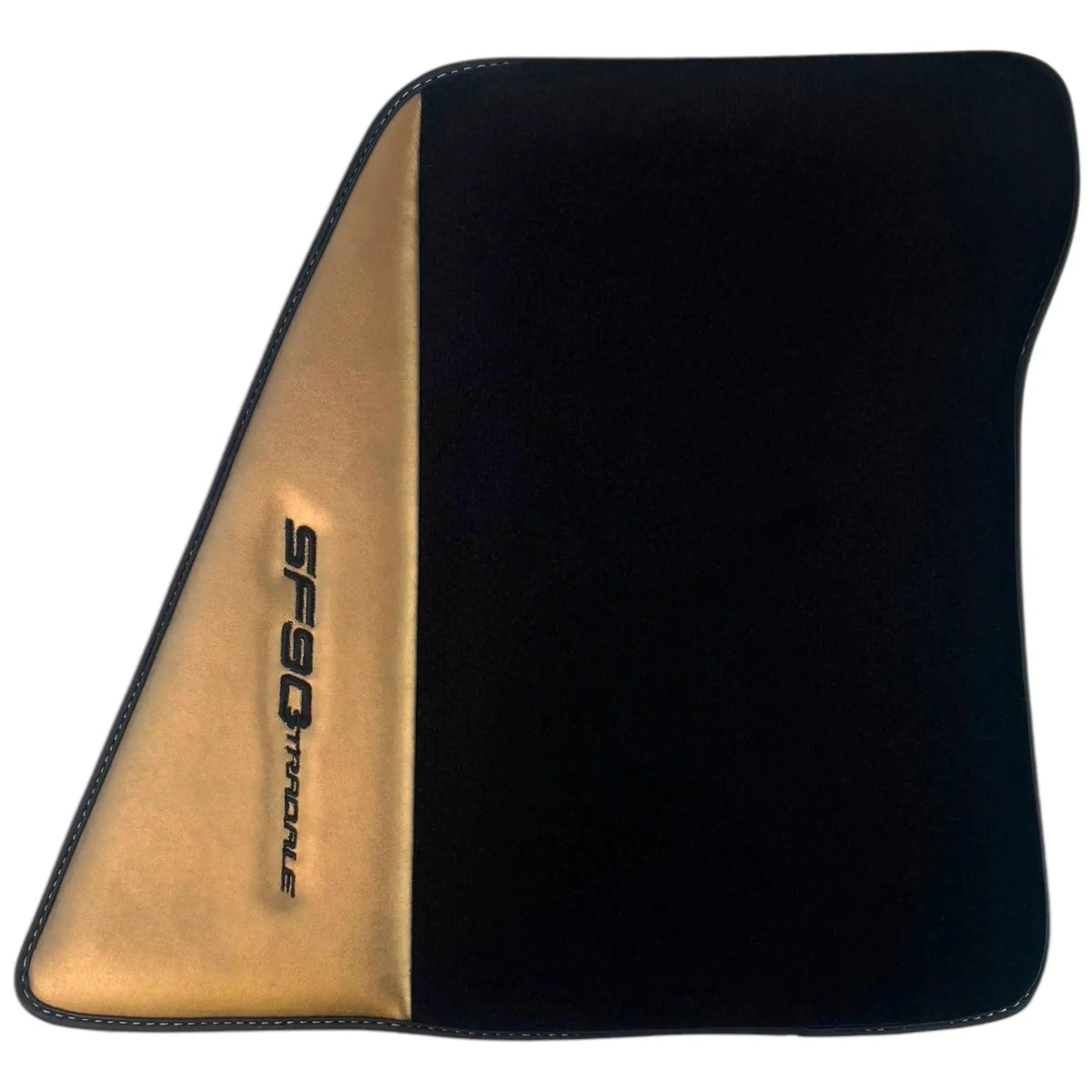 Black Floor Mats for Ferrari SF90 Stradale (2019-2024) with Gold Leather
