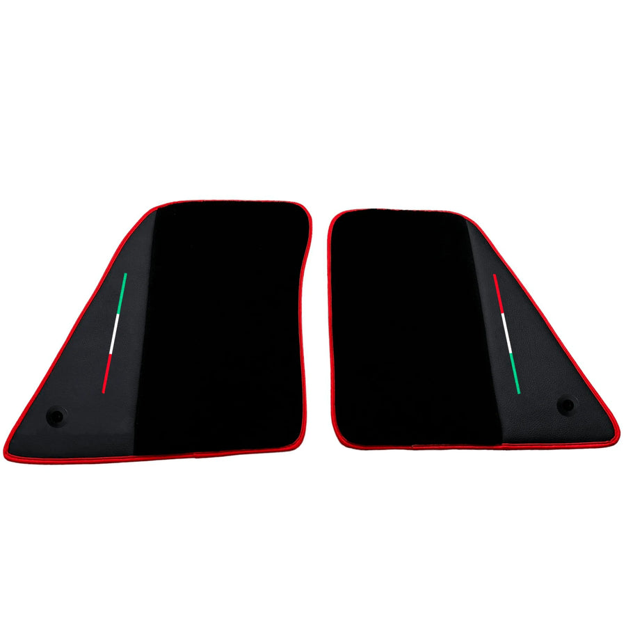 Black Floor Mats for Ferrari SF90 Stradale (2019-2024) with Leather and Red Trim - AutoWin