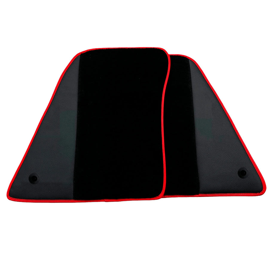 Black Floor Mats for Ferrari SF90 Stradale (2019-2024) with Leather and Red Trim
