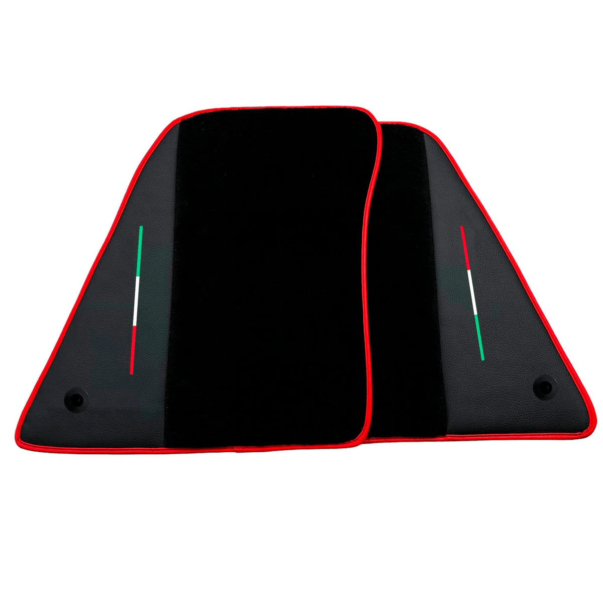 Black Floor Mats for Ferrari SF90 Stradale (2019-2024) with Leather and Red Trim - AutoWin