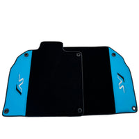 Black Floor Mats for Lamborghini Aventador SVJ with Blue Leather