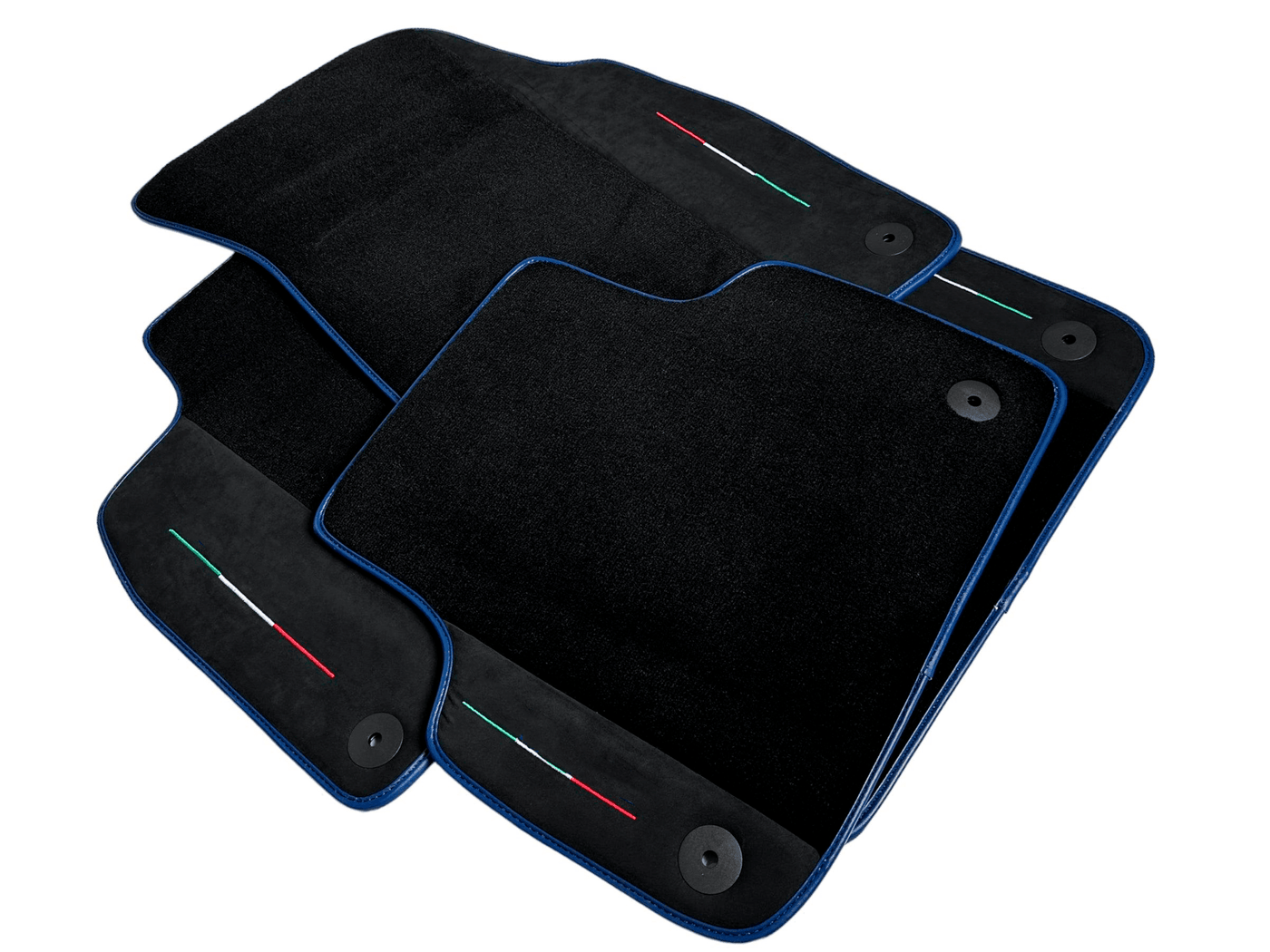 Black Floor Mats For Lamborghini Urus With Alcantara Leather Dark Blue Trim - AutoWin