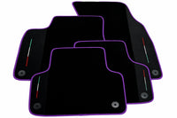 Black Floor Mats For Lamborghini Urus With Alcantara Leather Purple trim