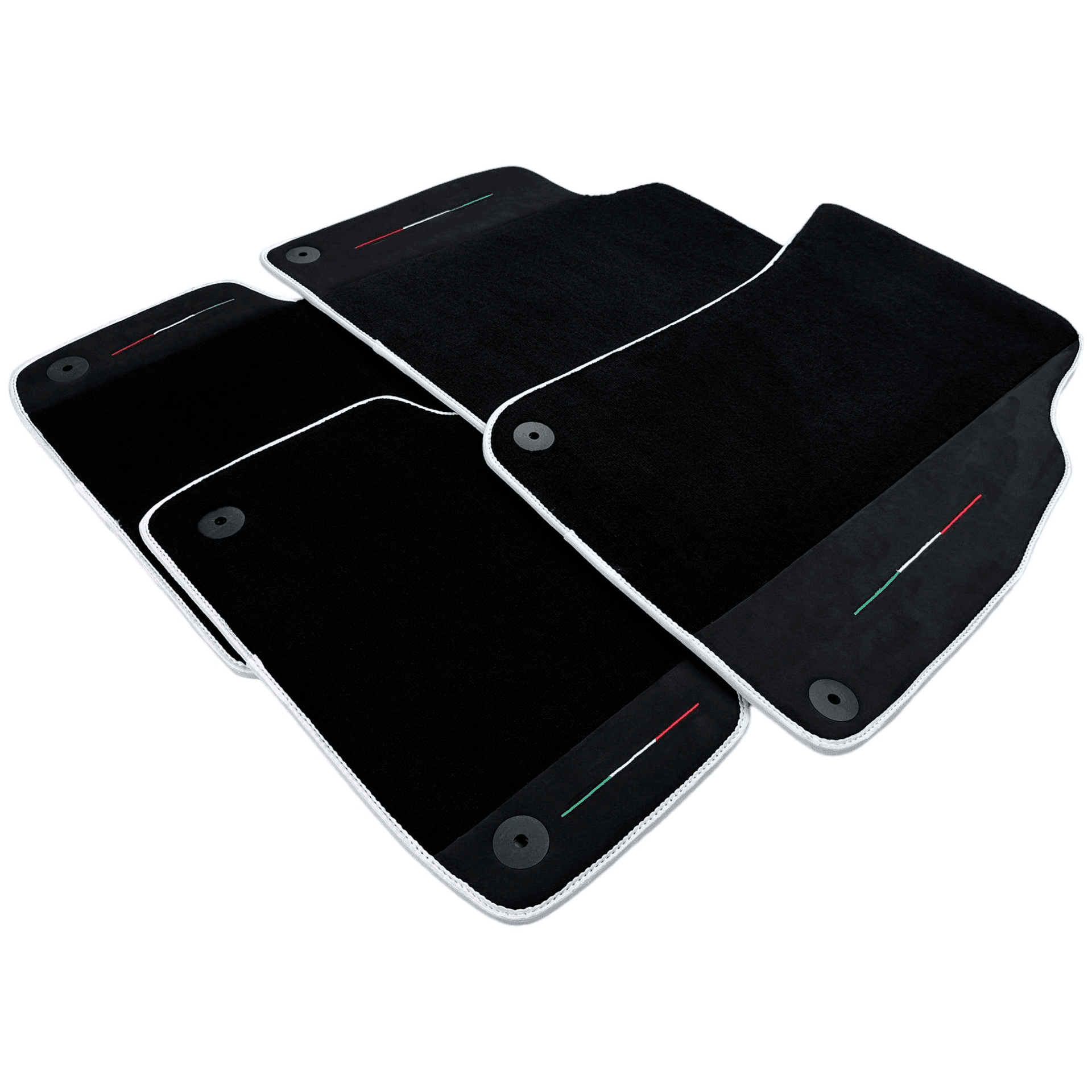 Black Floor Mats For Lamborghini Urus With Alcantara Leather White Trim - AutoWin