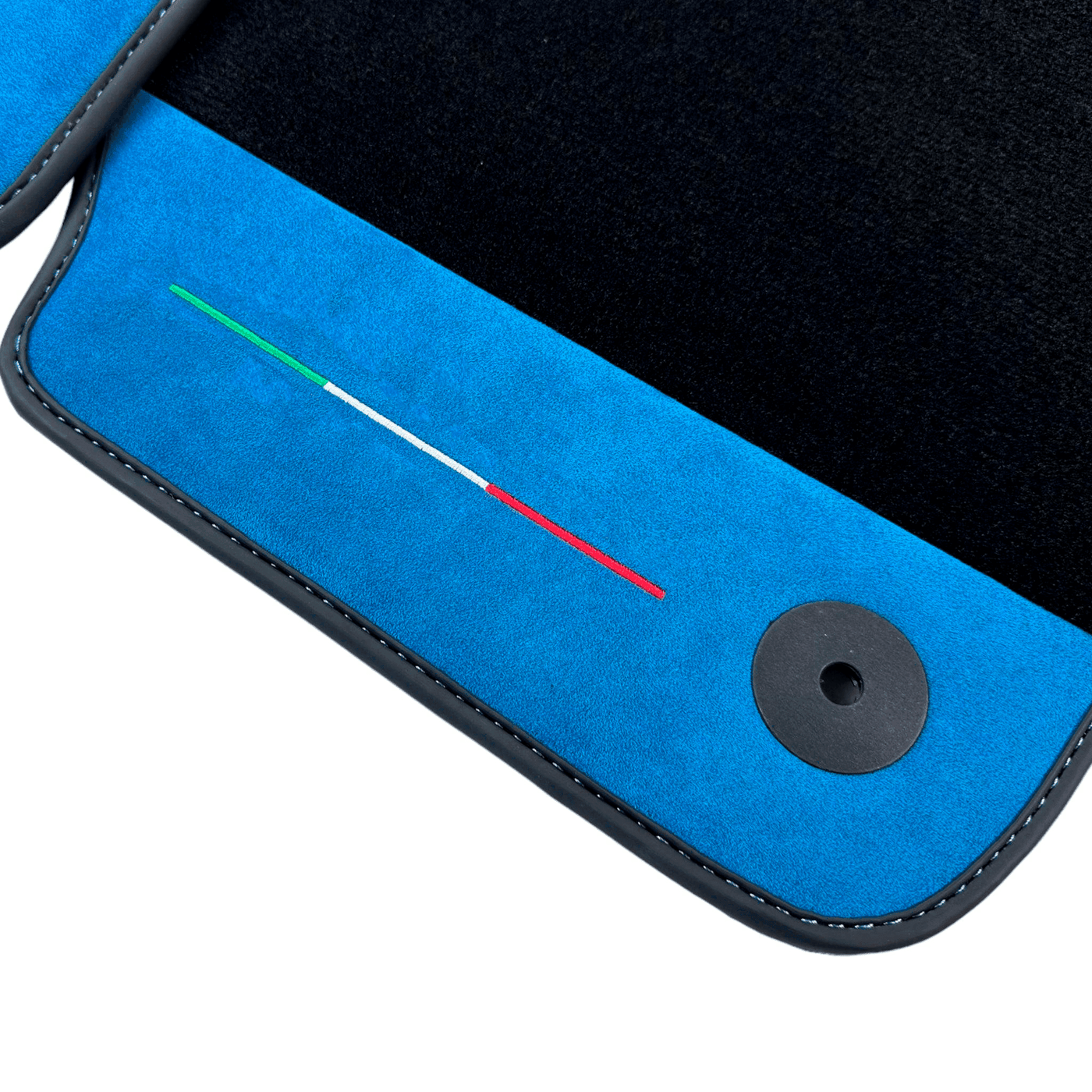 Black Floor Mats For Lamborghini Urus With Blue Alcantara Leather - AutoWin