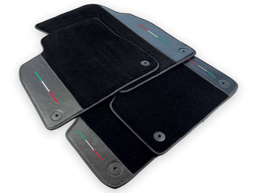 Black Floor Mats For Lamborghini Urus With Carbon Fiber Leather - AutoWin