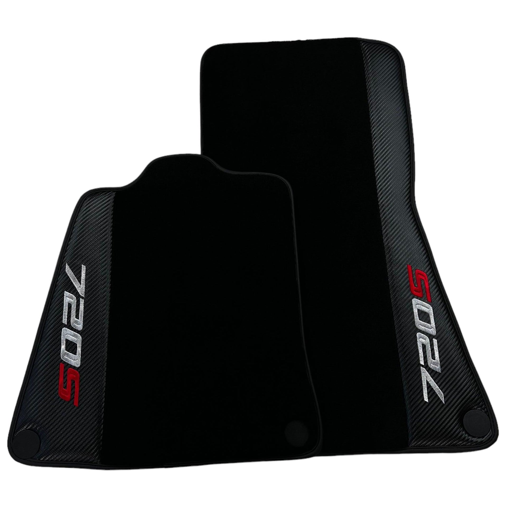 Black Floor Mats For McLaren 720S (2017-2021) with Carbon Leather - AutoWin