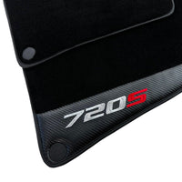 Black Floor Mats For McLaren 720S (2017-2021) with Carbon Leather - AutoWin
