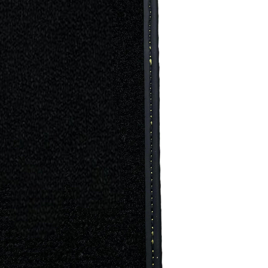 Black Floor Mats For McLaren 720S Year 2017-2021 With Yellow Leather - AutoWin