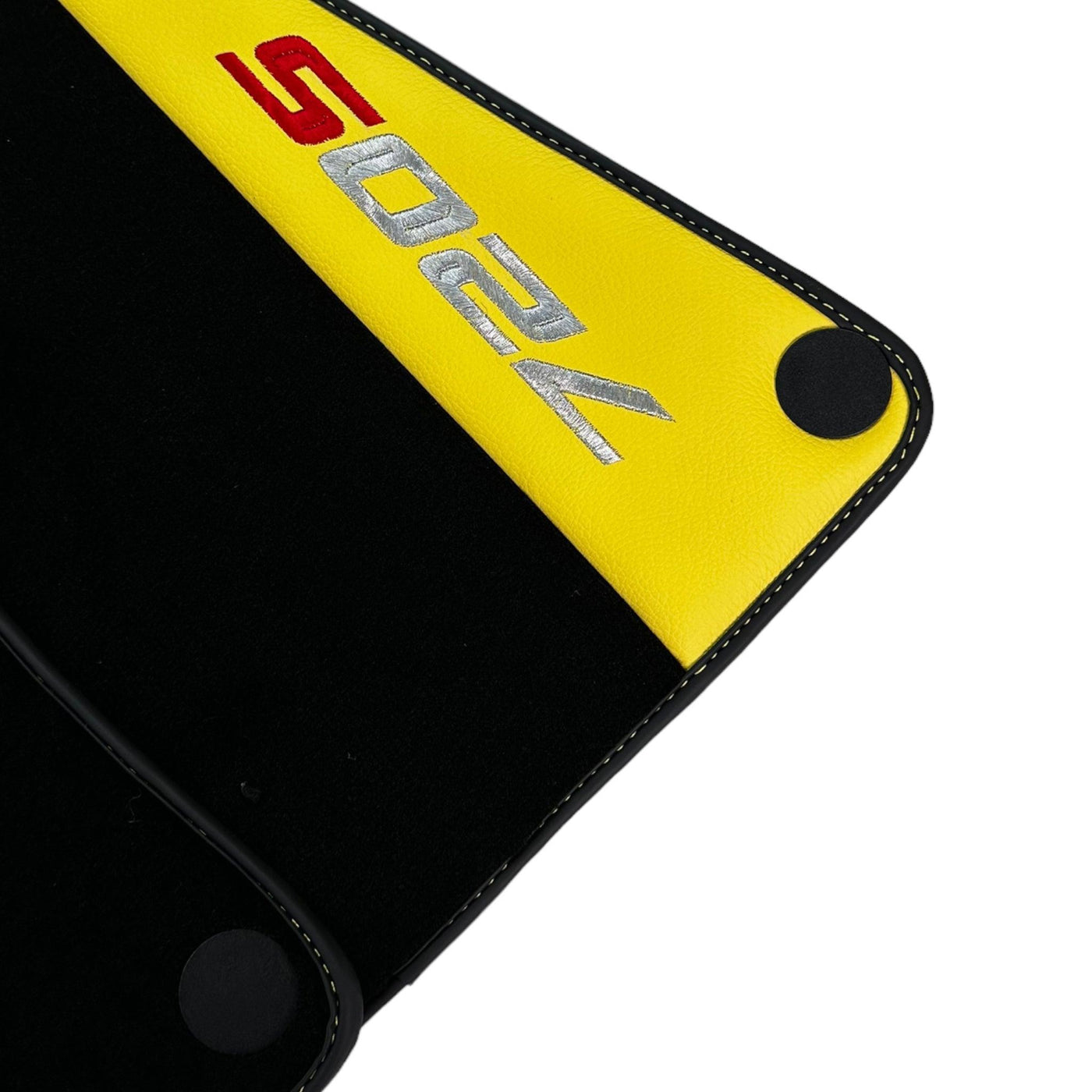 Black Floor Mats For McLaren 720S Year 2017-2021 With Yellow Leather - AutoWin