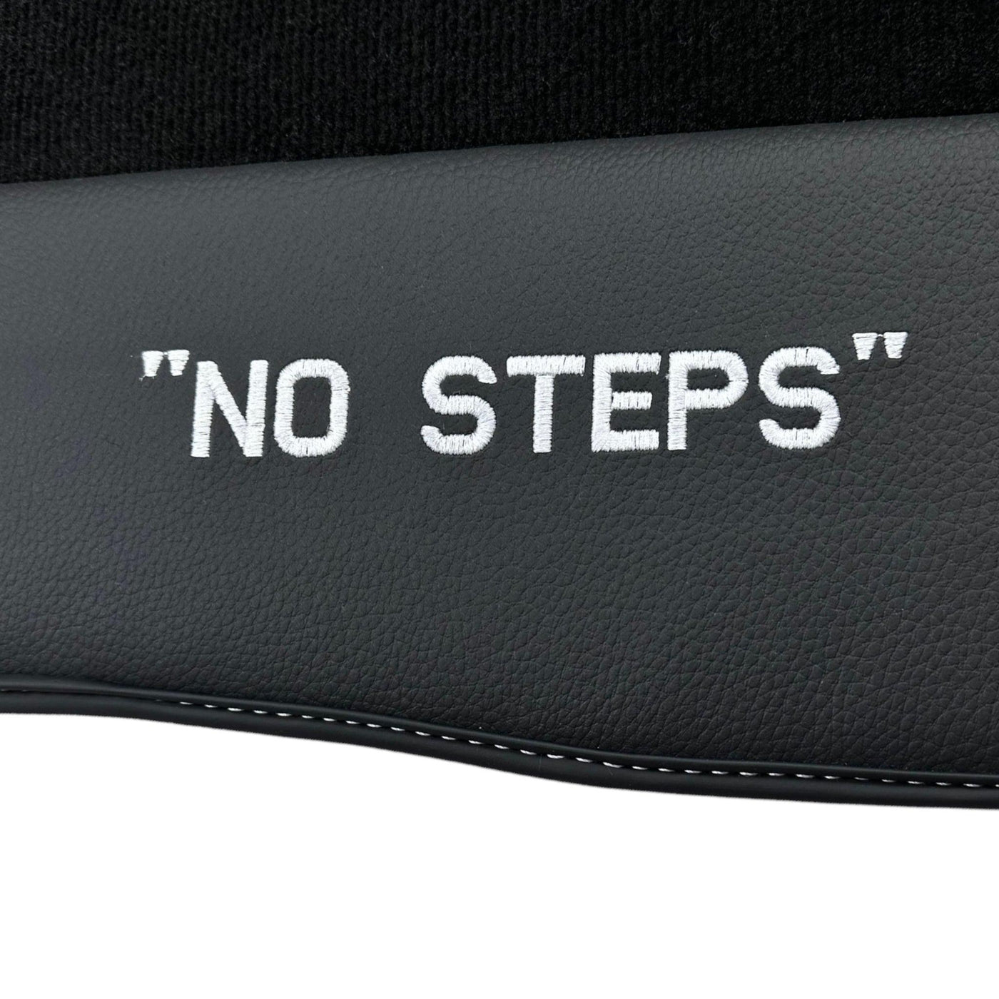 Black Floor Mats for Mercedes Benz E-Class W213 Sedan (2020-2023) Hybrid | "NO STEPS" Fluorescent Logo - AutoWin