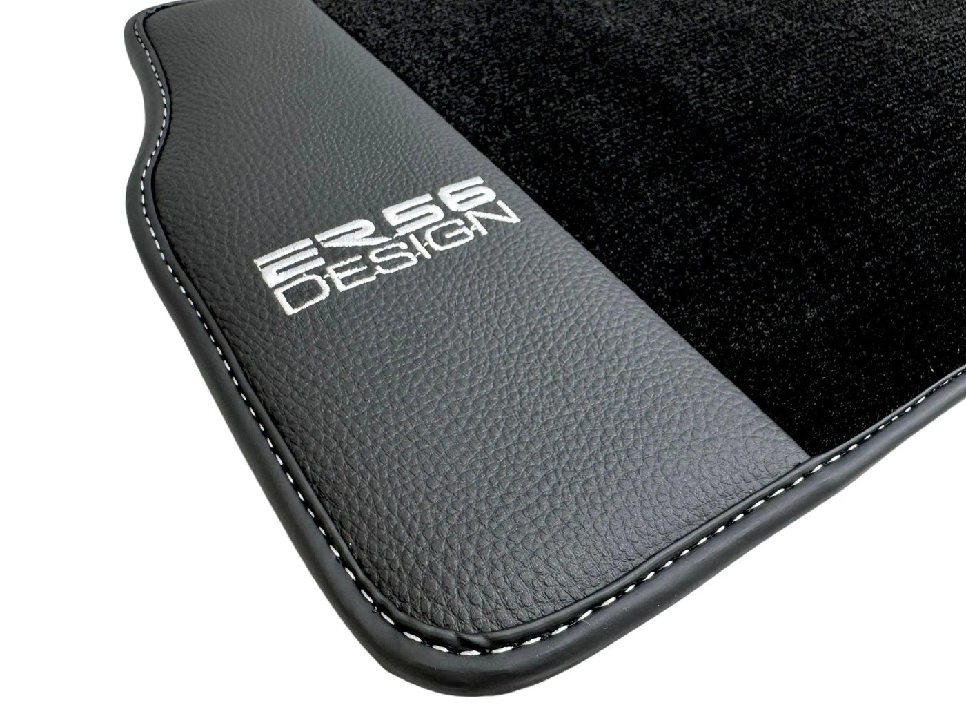 Black Floor Mats For Mercedes-Benz G Class W461 (1979-2008) With Leather Borders ER56 Design - AutoWin