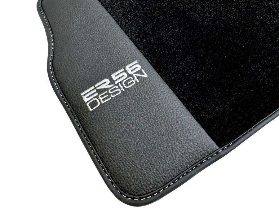 Black Floor Mats For Mercedes-Benz G Class W463 (2008-2018) With Leather Borders ER56 Design - AutoWin