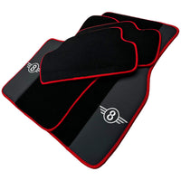 Black Floor Mats for Mini Cabrio R52 Convertible (2004-2009) With Leather | Red Trim - AutoWin