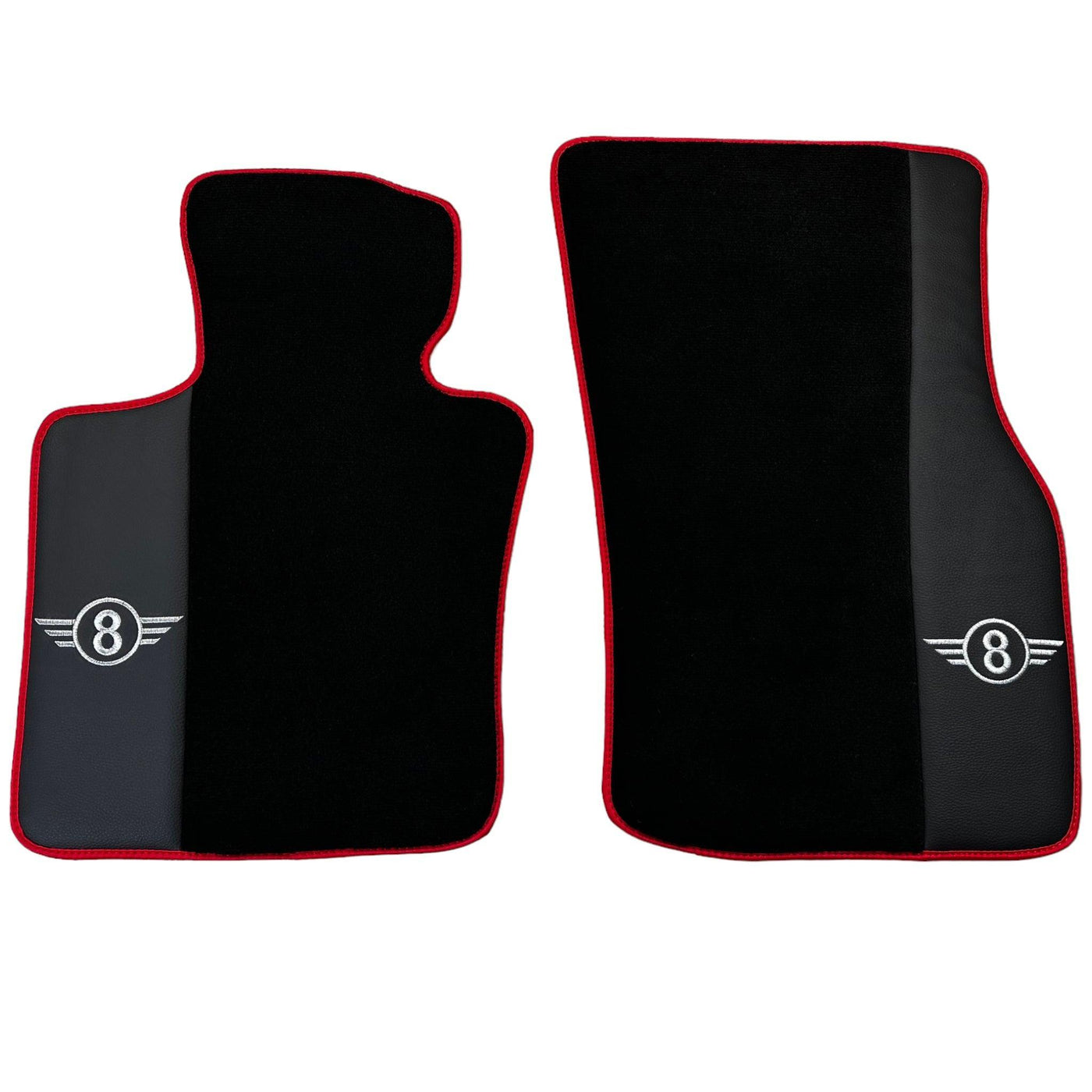 Black Floor Mats for Mini Cabrio R52 Convertible (2004-2009) With Leather | Red Trim - AutoWin