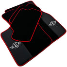 Black Floor Mats for Mini Cabrio R57 Convertible (2009-2016) With Leather | Red Trim - AutoWin