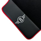 Black Floor Mats for Mini Cabrio R57 Convertible (2009-2016) With Leather | Red Trim - AutoWin