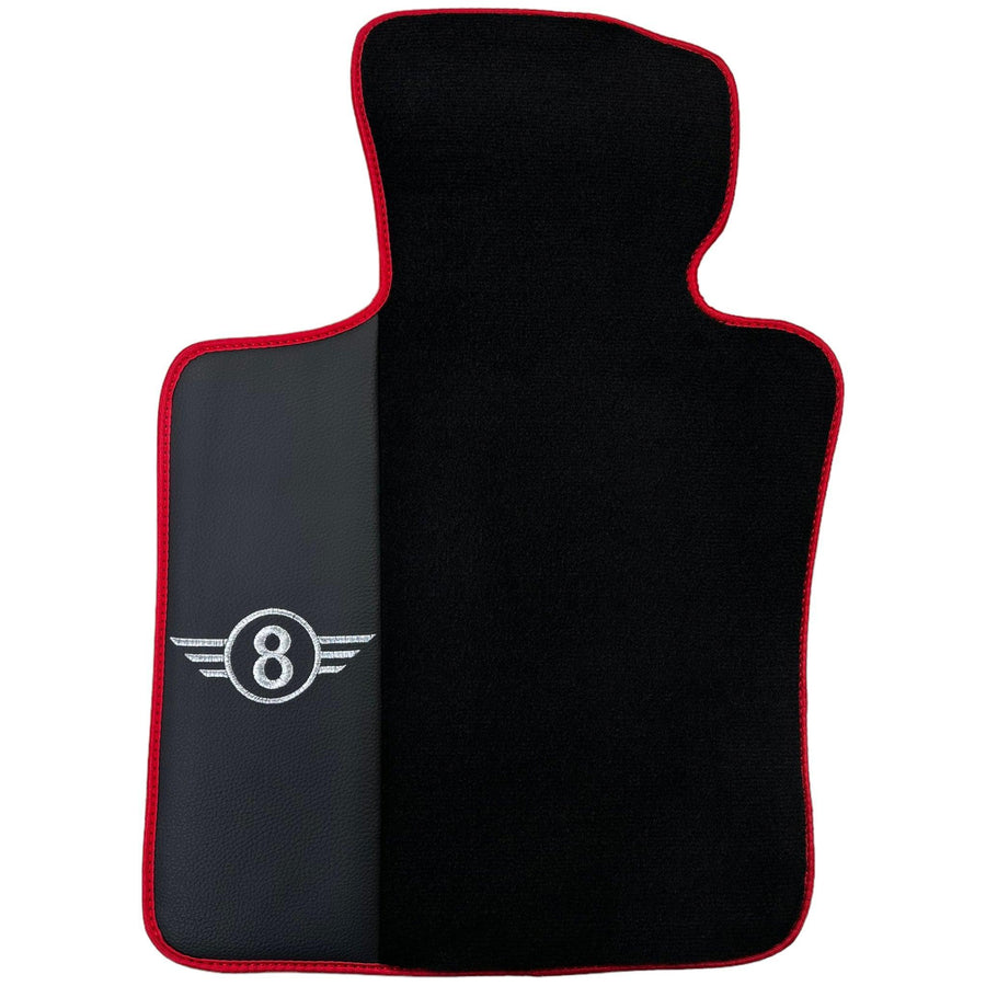 Black Floor Mats for Mini Cabrio R57 Convertible (2009-2016) With Leather | Red Trim - AutoWin