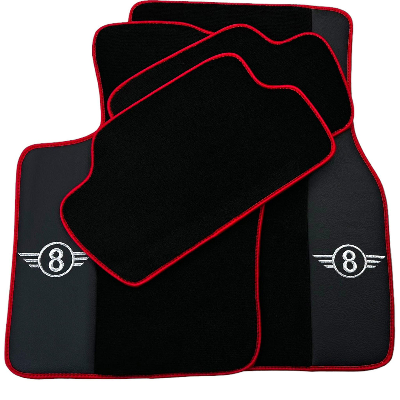Black Floor Mats for Mini Clubman F54 (2019-2023) With Leather | Red Trim - AutoWin