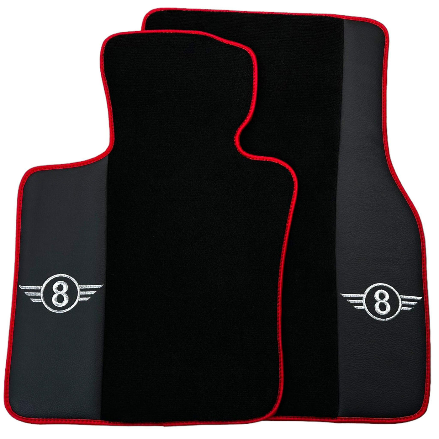 Black Floor Mats for Mini Cooper F56 (2013-2022) with Leather and Red Trim - AutoWin
