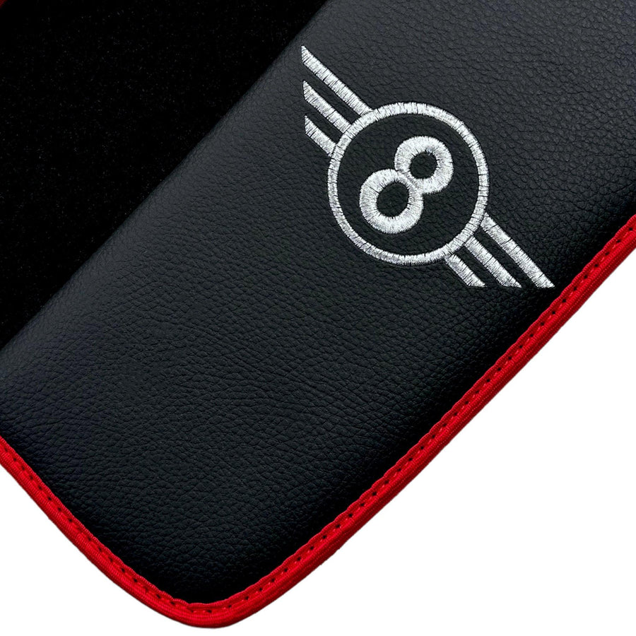 Black Floor Mats for Mini Countryman R60 (2010-2017) With Leather | Red Trim - AutoWin