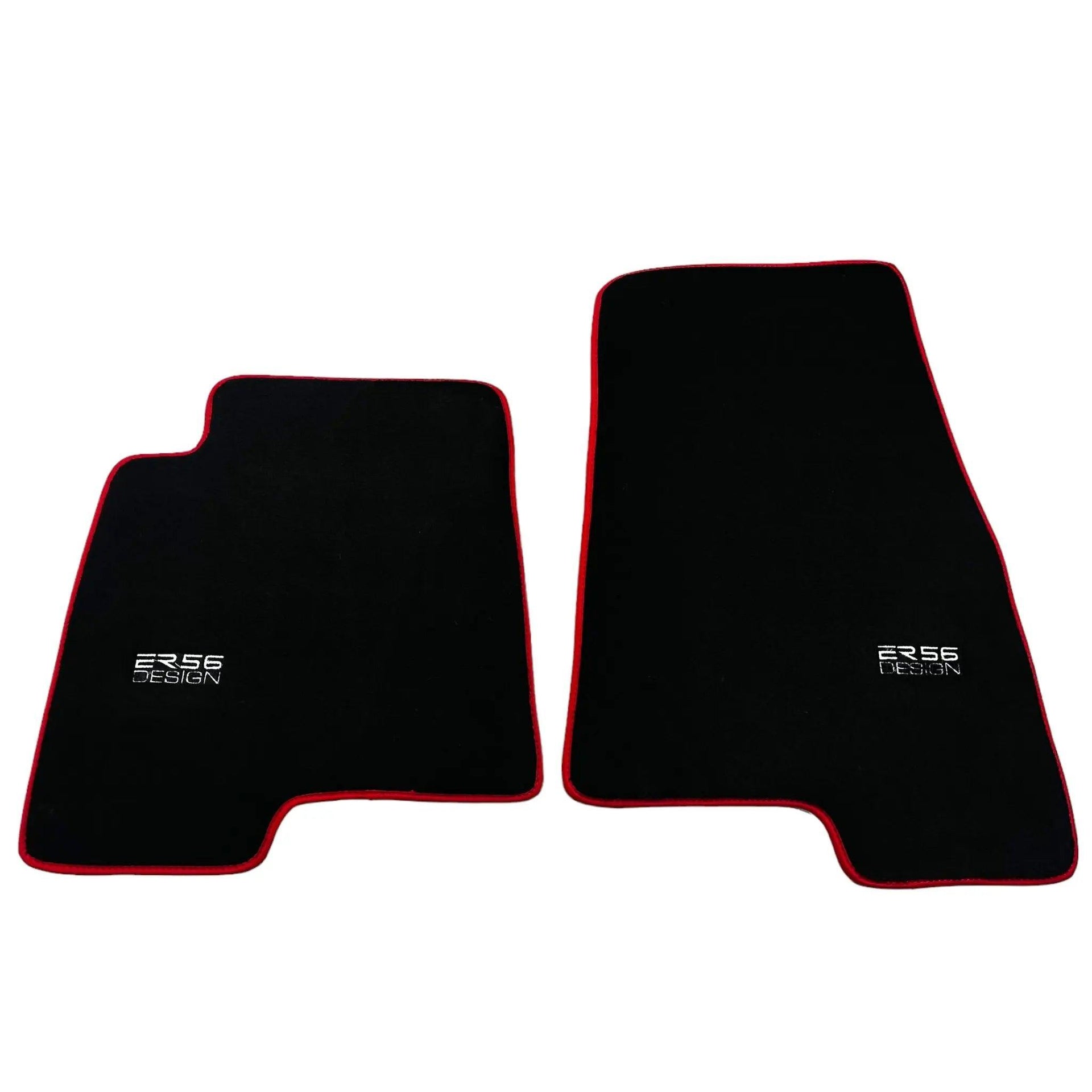 Black Floor Mats For Mitsubishi Pajero III (2000-2004) ER56 Design with Red Trim - AutoWin