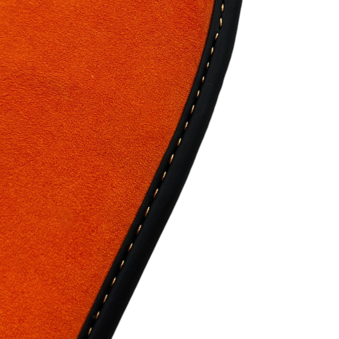 Black Floor Mats for Porsche 718 Boxster (2016-2023) with Orange Alcantara Leather ER56 Design - AutoWin