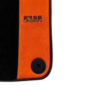 Black Floor Mats for Porsche 718 Cayman (2017-2023) with Orange Alcantara Leather ER56 Design - AutoWin