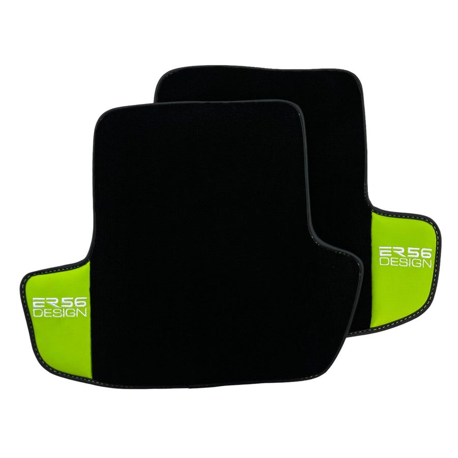 Black Floor Mats for Porsche 911 - 992 (2019-2024) with Green Leather ER56 Design - AutoWin