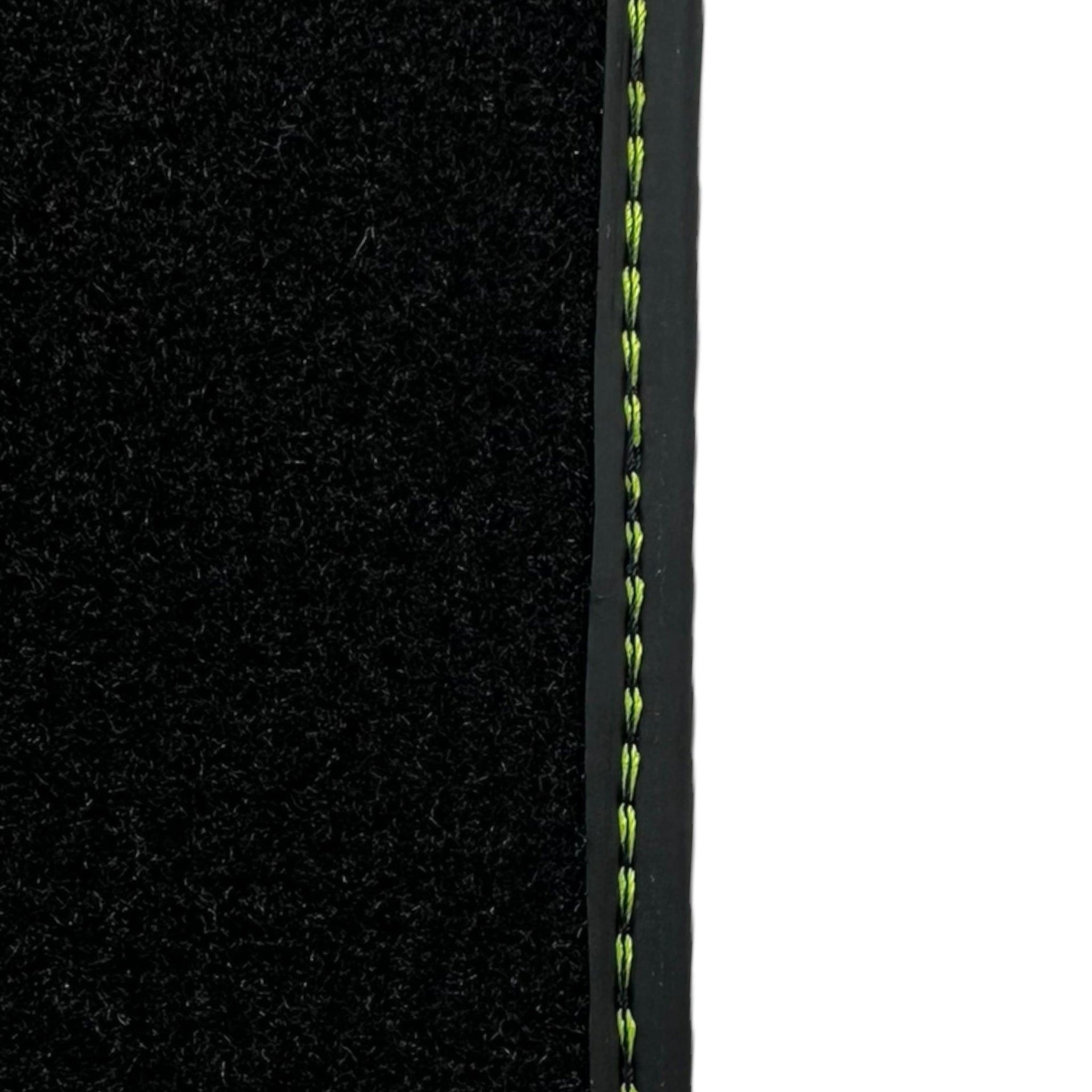 Black Floor Mats for Porsche 911 - 992 (2019-2024) with Green Leather ER56 Design - AutoWin