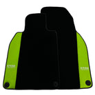Black Floor Mats for Porsche 981 Boxster (2013-2016) with Green Leather ER56 Design - AutoWin